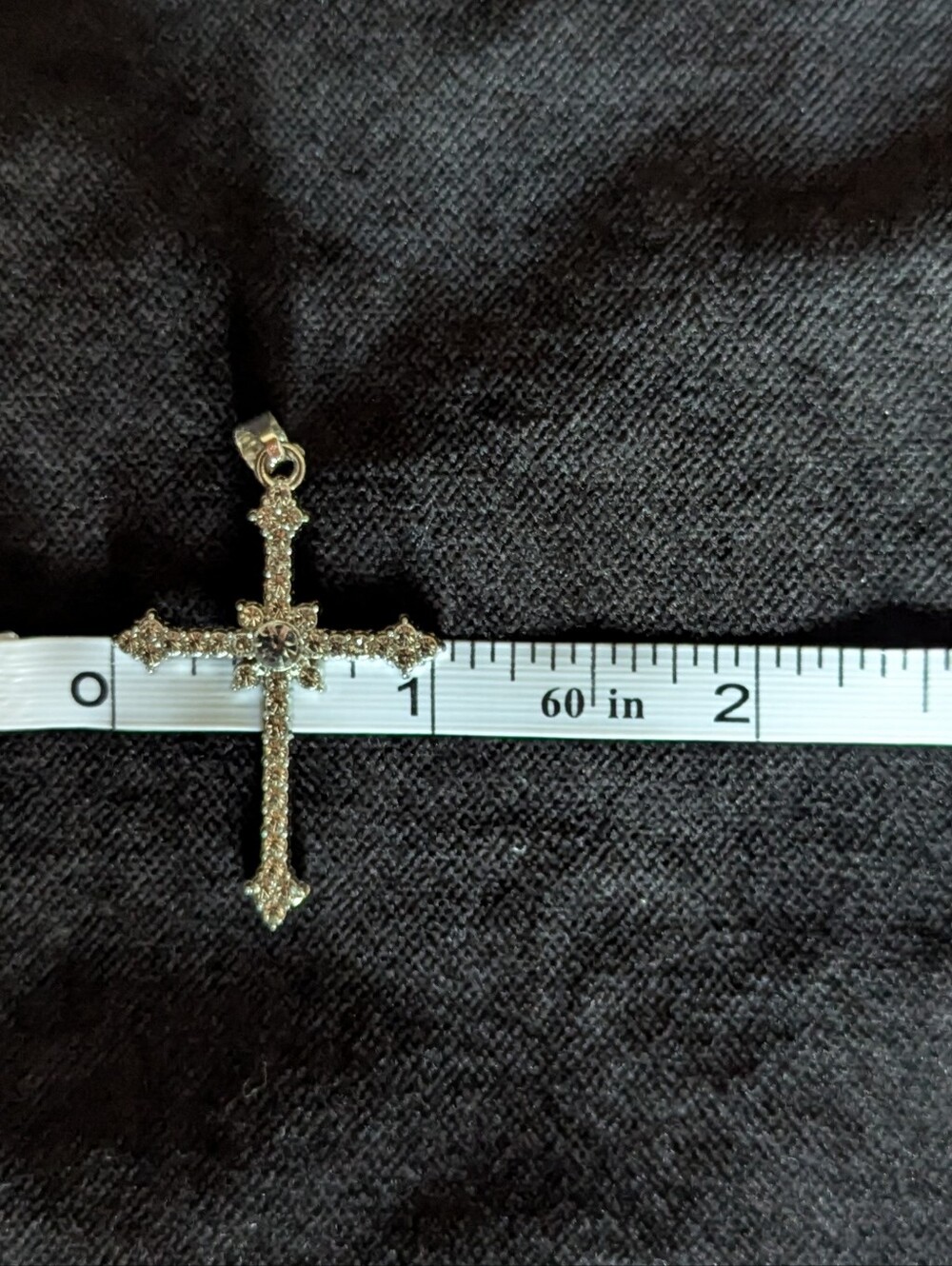 Silver Toned Zirconia Cross Pendant Necklace Religious Faith Christian Jewelry - Picture 6 of 6
